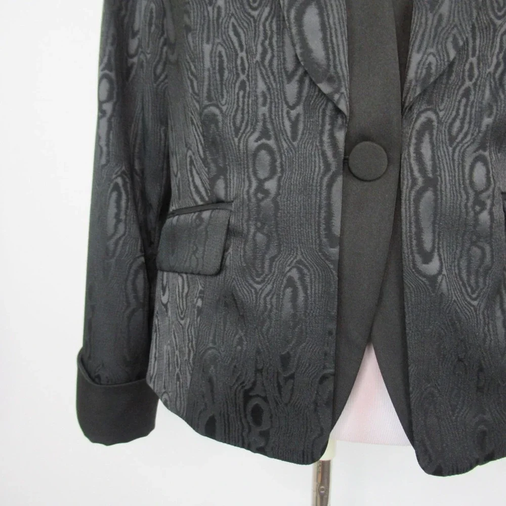 DONCASTER Black Wood Grain Pattern Fitted Jacket Blazer Women’s Size 16P
